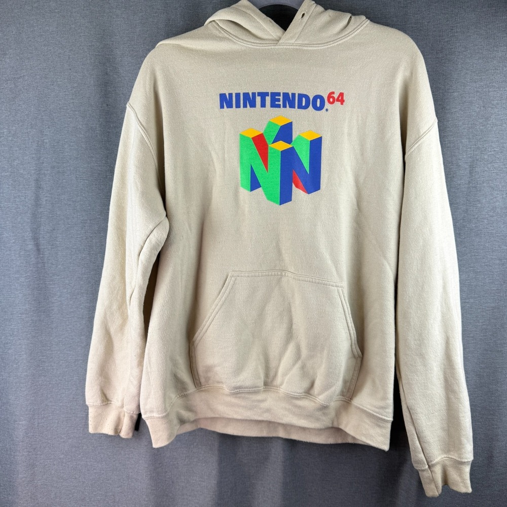 NINTENDO 64 Pullover Hoodie Tan Beige‎ Mens M
